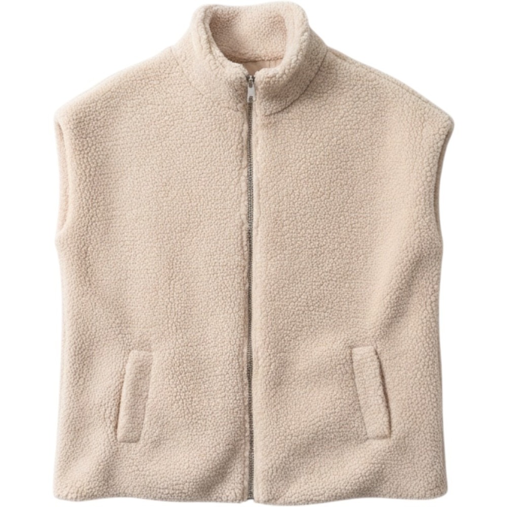 MoCo Boutique oversized Sherpa Fleece Full Zip Mock Neck Vest Style 9029 size M